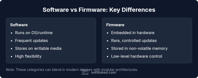 Diagram comparing software and firmware characteristics