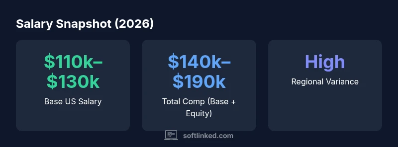 Salary statistics infographic for software engineers in 2026