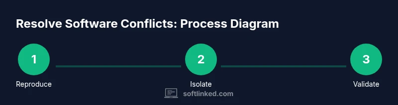Diagram showing steps to fix software conflicts