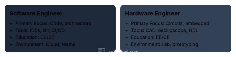 Infographic comparing software and hardware engineer roles