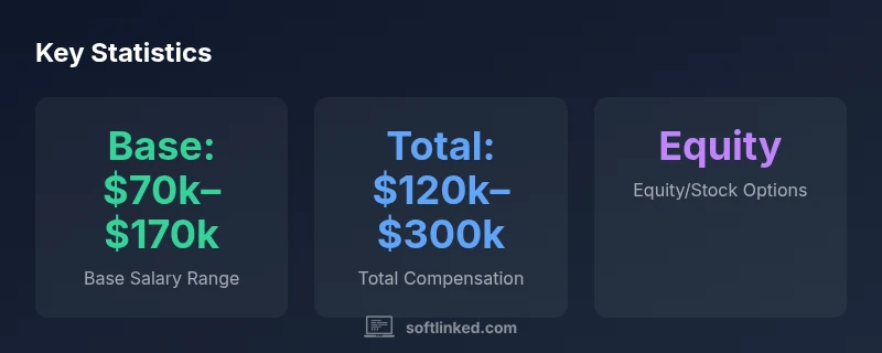 Infographic showing base salary range, total compensation, and equity for software engineers