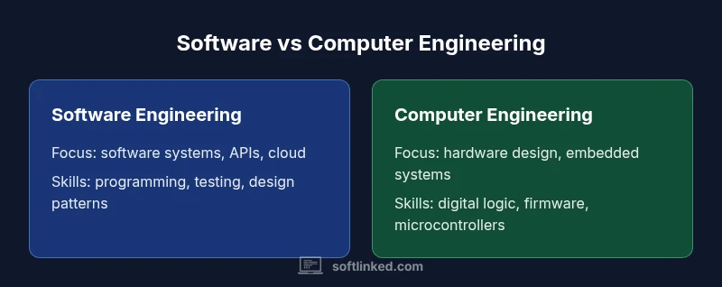 Comparison infographic showing software engineering vs computer engineering