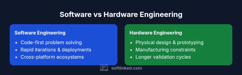 Comparison infographic: Software vs Hardware Engineering