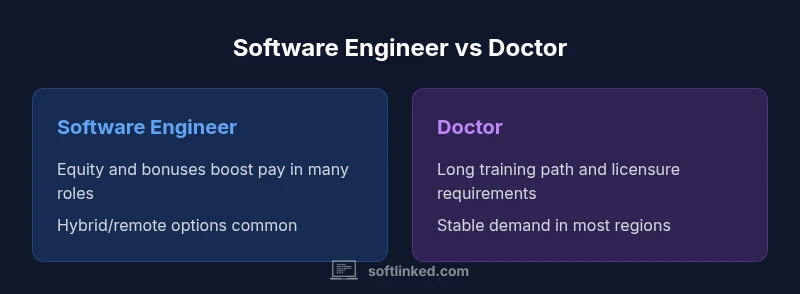 Comparison infographic showing earnings components for software engineers and doctors