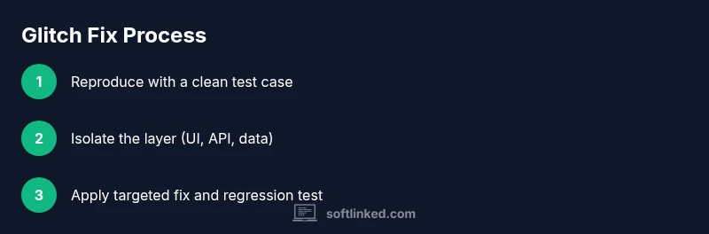 Process infographic showing glitch fix steps