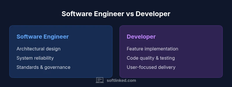Infographic comparing software engineer vs developer roles