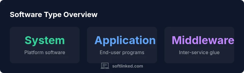 Infographic showing three main software type categories with descriptions