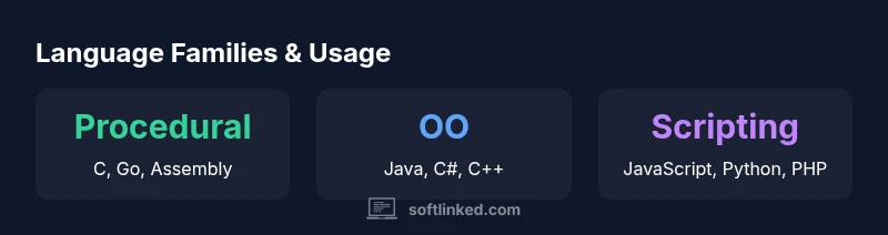 Stats infographic showing language families and popular languages