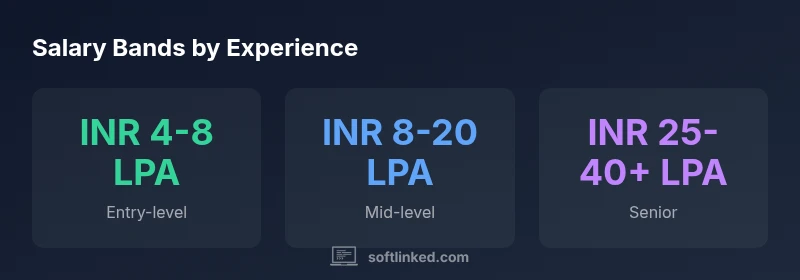 Salary distribution infographic for Indian software engineers by experience level.